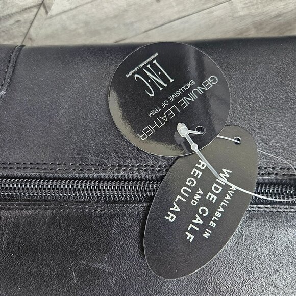 INC Black Leather Riding Boots With Buckle Detail Studded Sole Womens 7M New - Picture 9 of 16